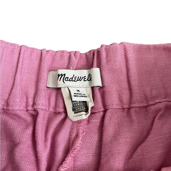 Madewell Pull-On Shorts in 100% Linen, pink, size medium - Picture 3 of 3